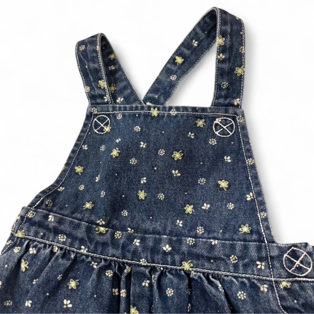 Vintage Gymboree Denim Overalls Floral Embroidered Y2K Baby 18-24M Girls